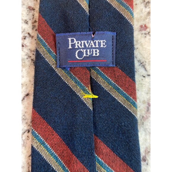 Vtg Private Club Mens Acrylic Neck Tie Black Red Tan American Stripe Work  Dad G - Picture 7 of 7